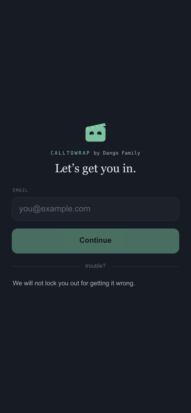 The front door: one field for an email address.
