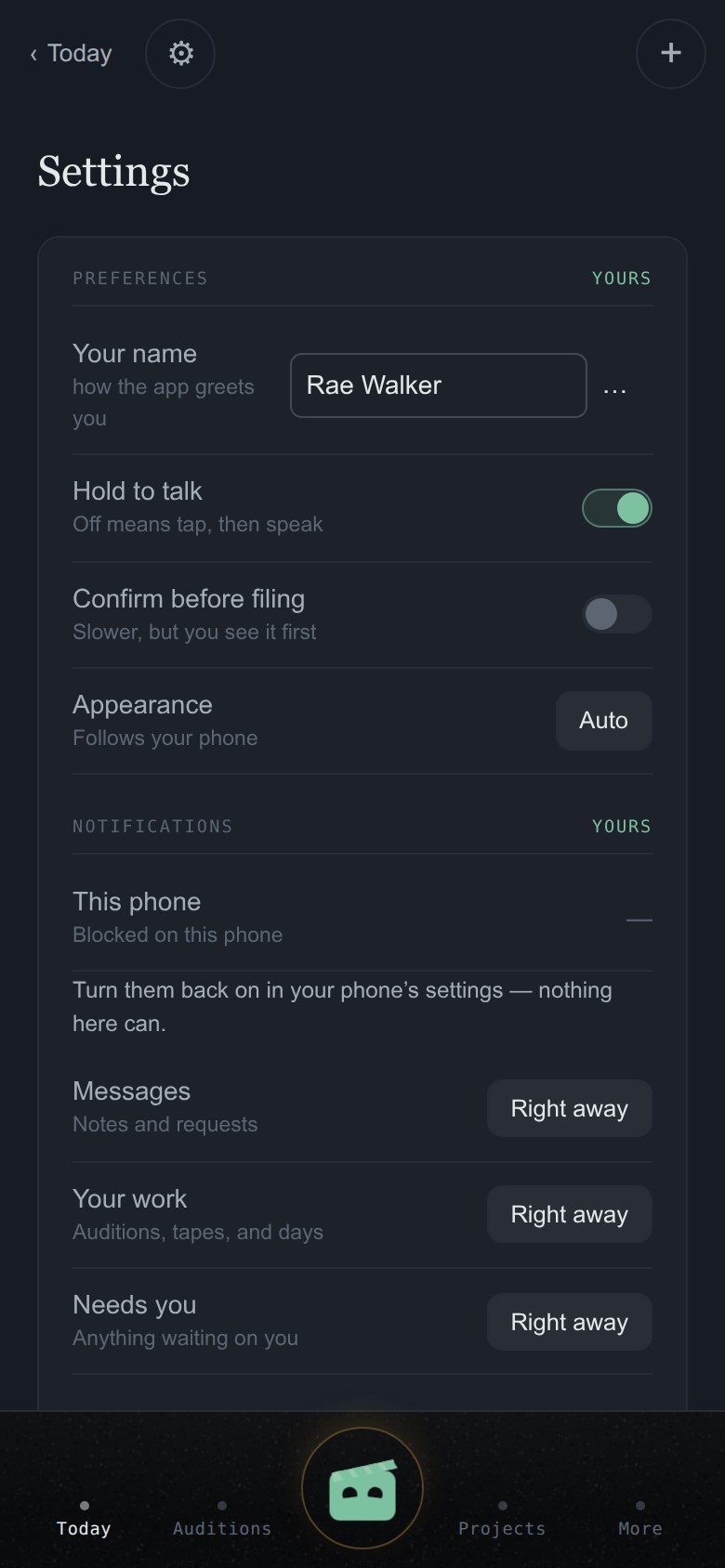 Settings
