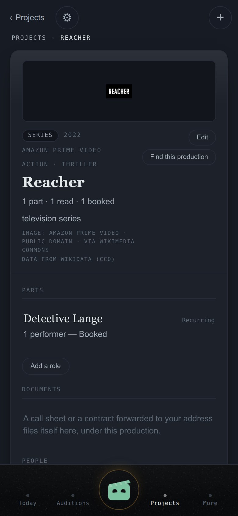 A production's spine